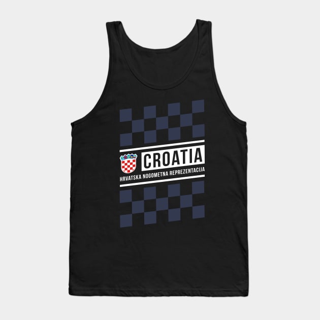 Croatia Hrvatska Slanted Away Checkered Jersey Style Tank Top by CR8ART